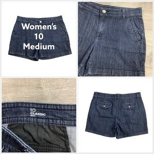 Women's Liz Claiborne 10 M Medium Shorts Jeans Jean Navy Blue Stretch High Rise